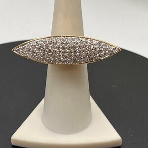 C C SKYE Pave Sparkling Bling Spear Wide Gold Plated Ring size 6.25